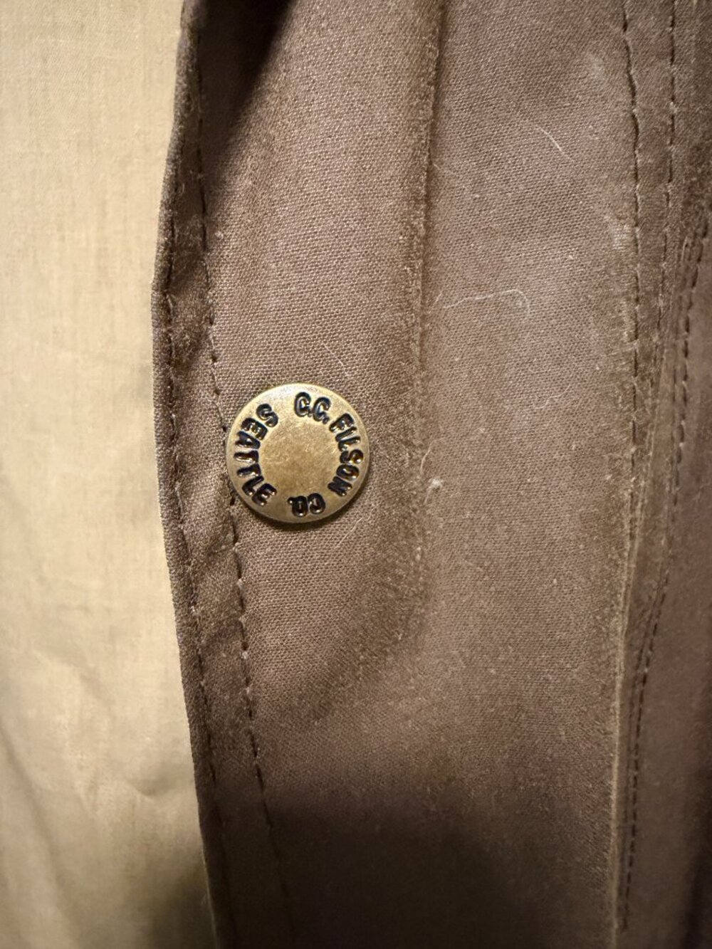 Filson Waxed Field Jacket Men’s L Brown Moleskin Collar - Picture 3 of 6